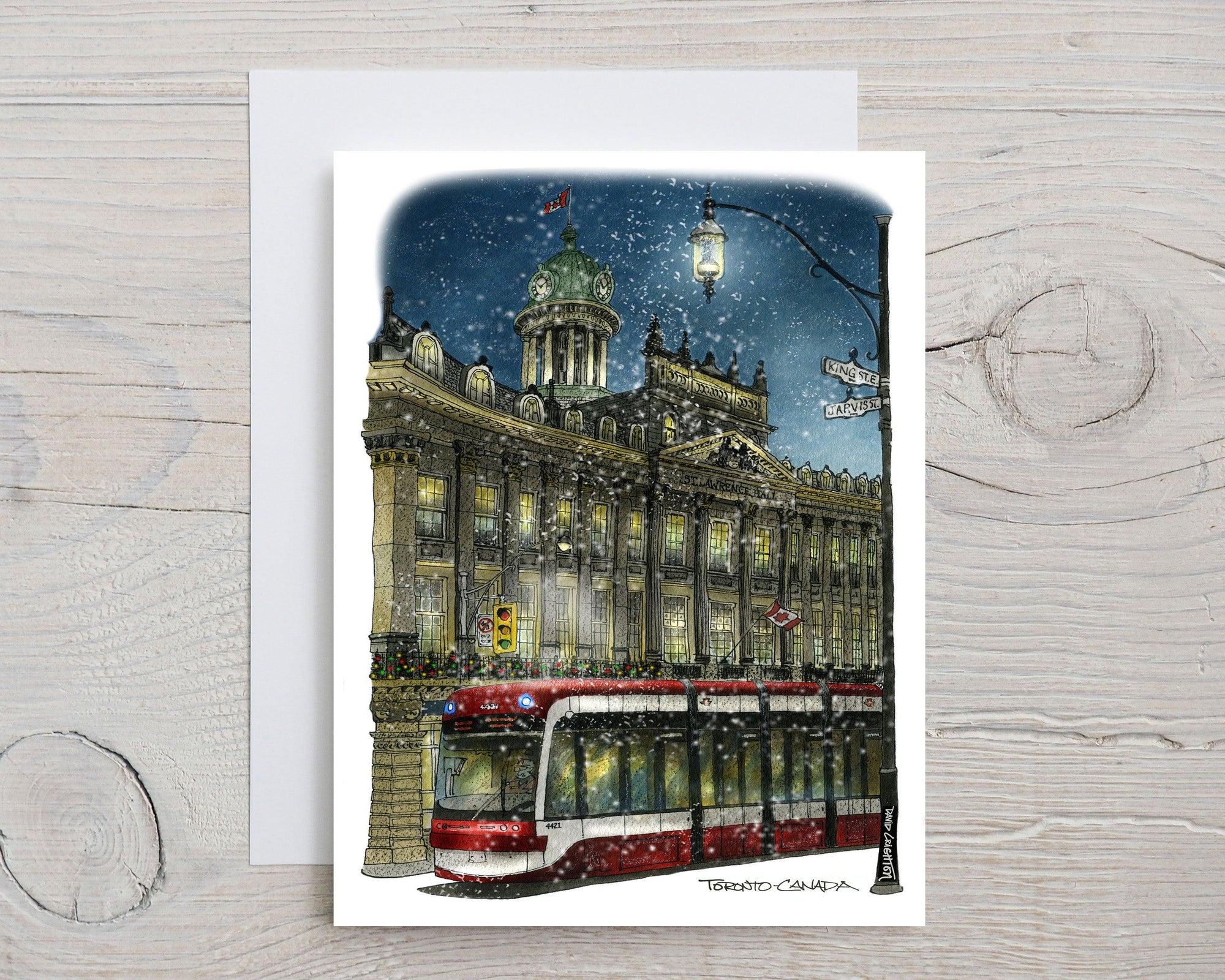 Toronto Streetcar Winters Night Christmas Card | Totally Toronto Art Inc. 