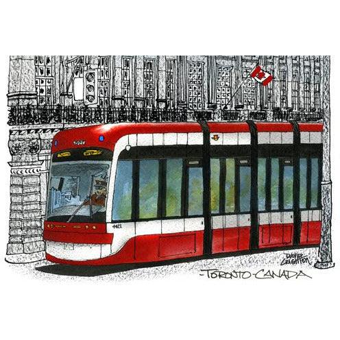Toronto TTC  Streetcar Red with B&W Fridge Magnet | Totally Toronto Art Inc.