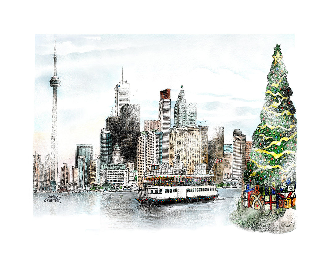 Toronto Wintery Skyline at Christmas Toronto Poster | Totally Toronto Art Inc. 